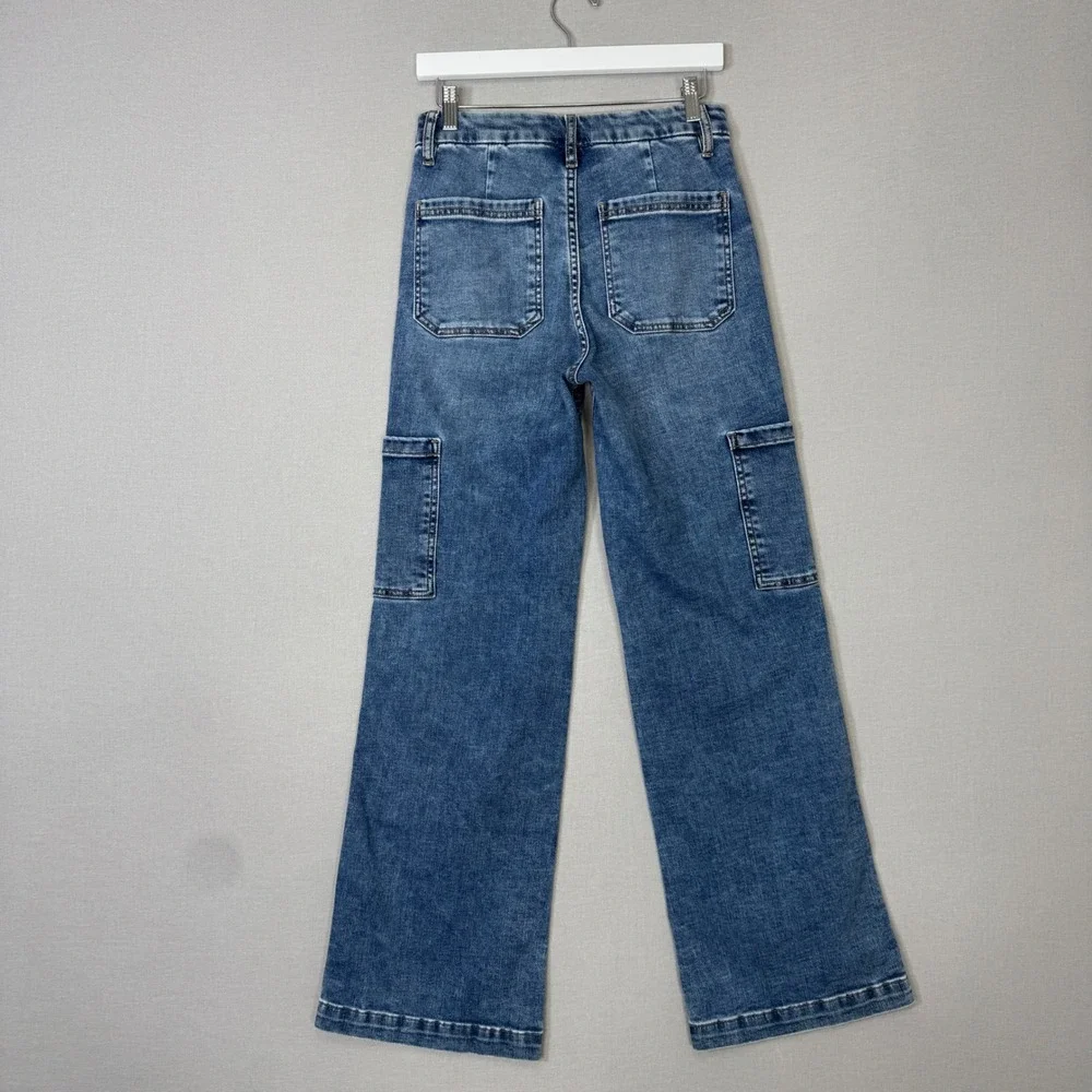 Kut from the Kloth Jodi‎ Fab Ab Wide Leg Jeans Womens 2 Blue Cargo Streetwea